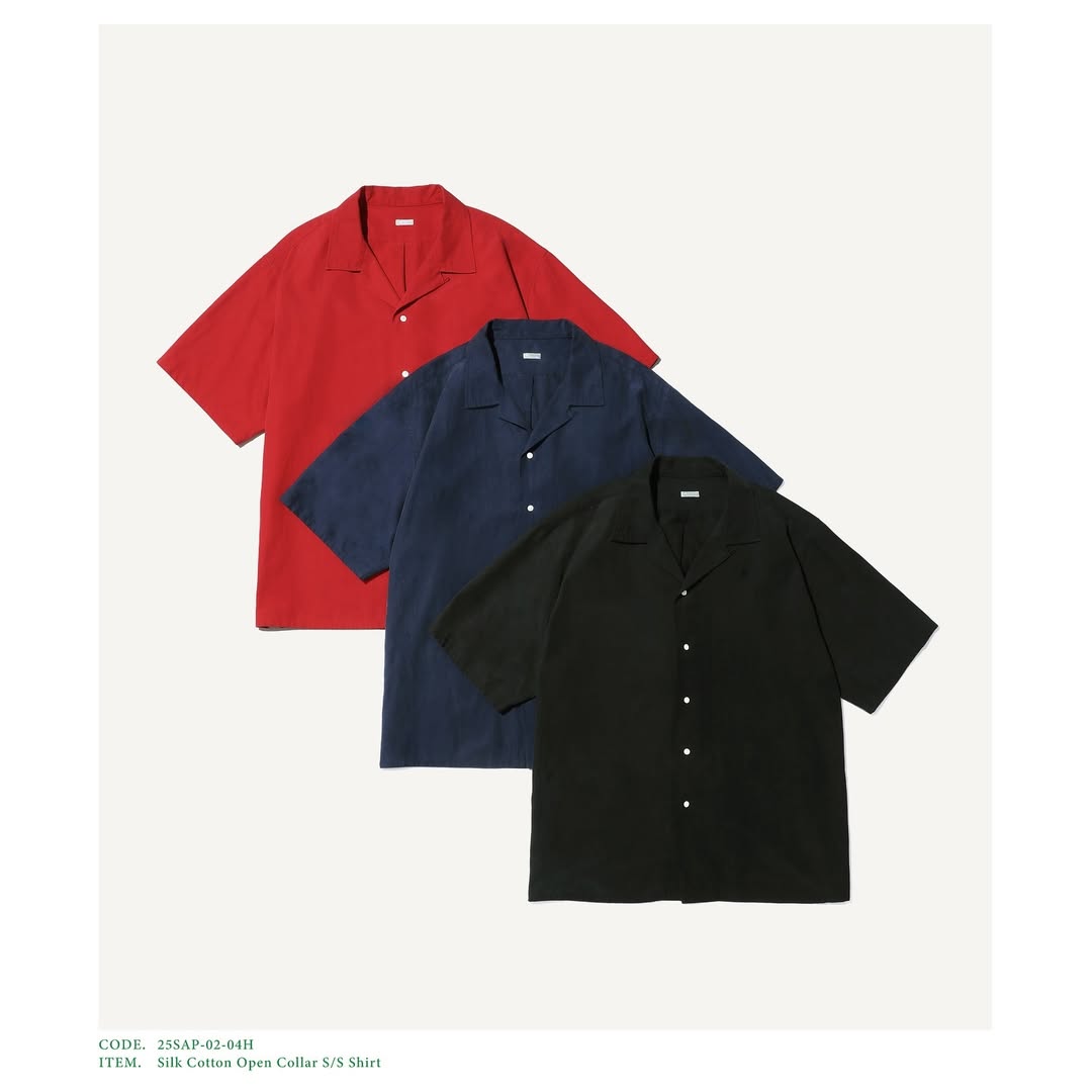 A.PRESSE 25SS Silk Cotton Open Collar S/S Shirt